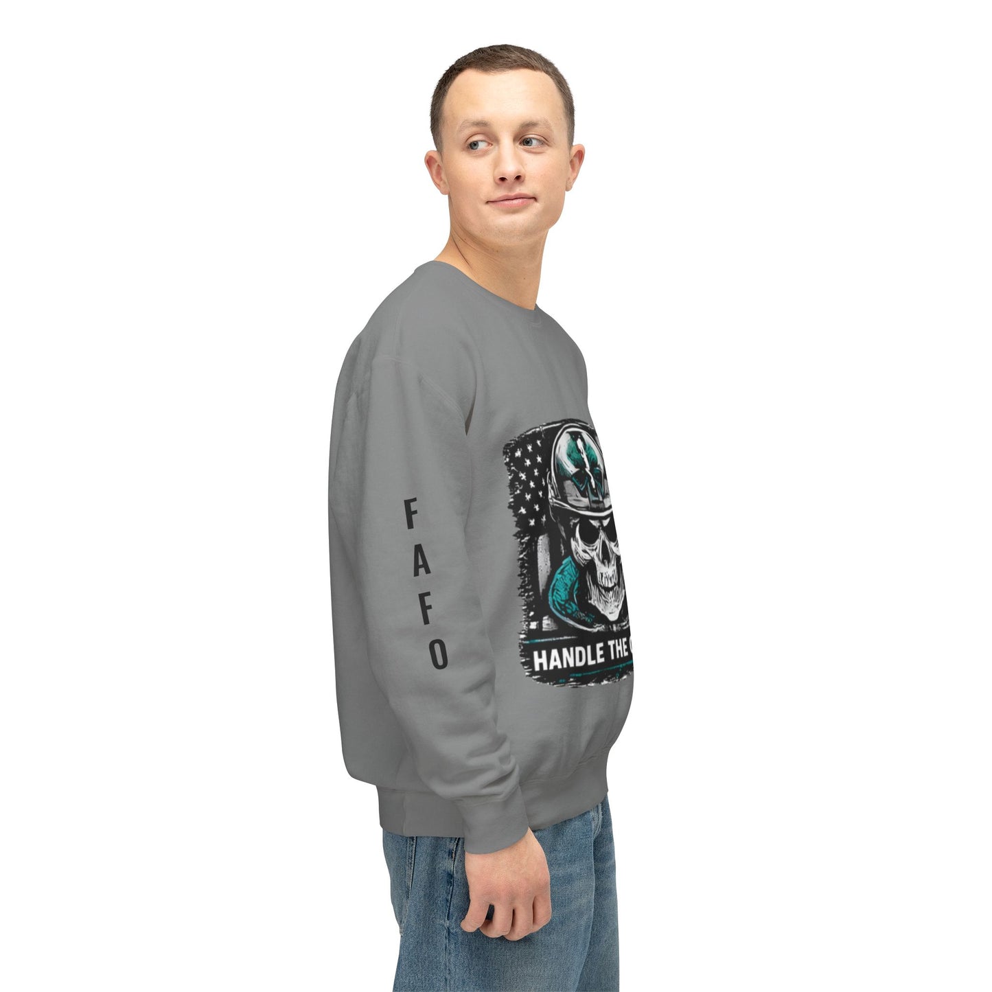 Handle The Chaos Sweatshirt — Military Skull Flag Crewneck