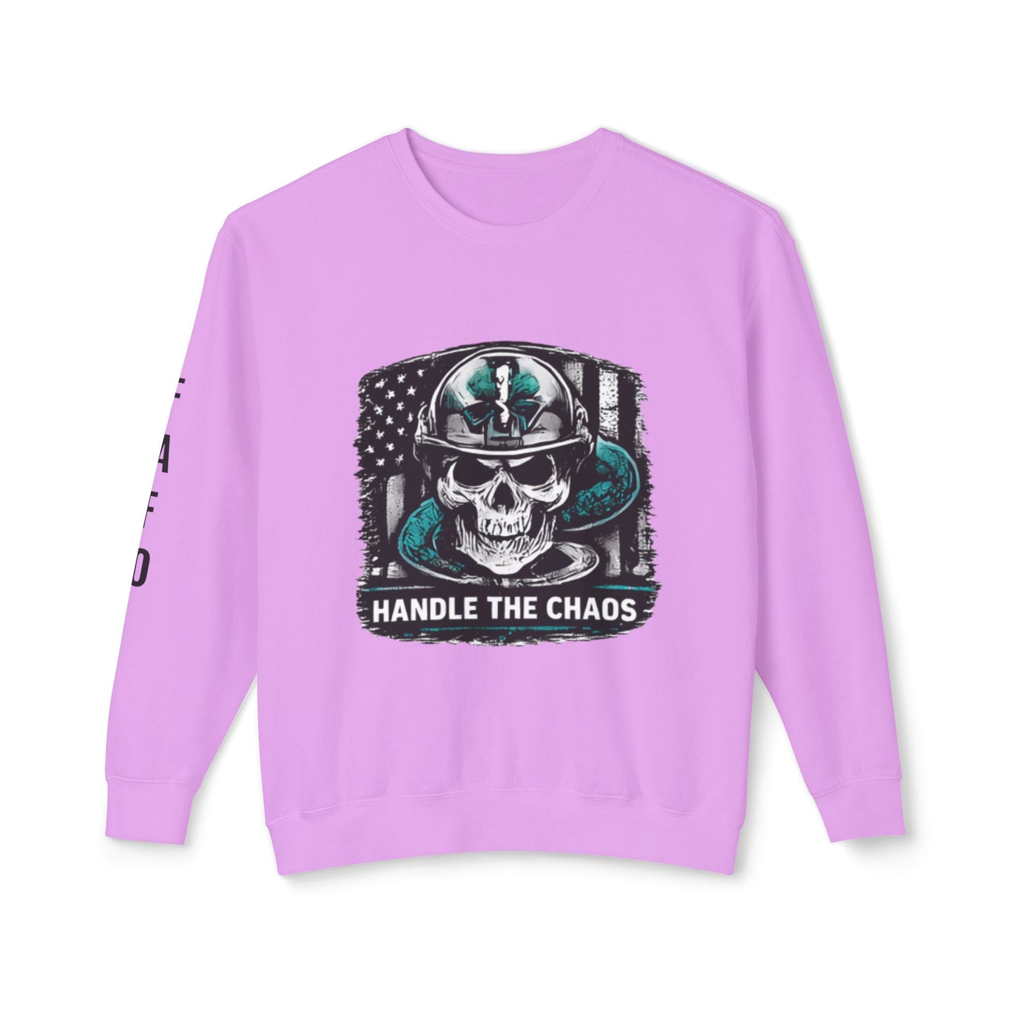 Handle The Chaos Sweatshirt — Military Skull Flag Crewneck