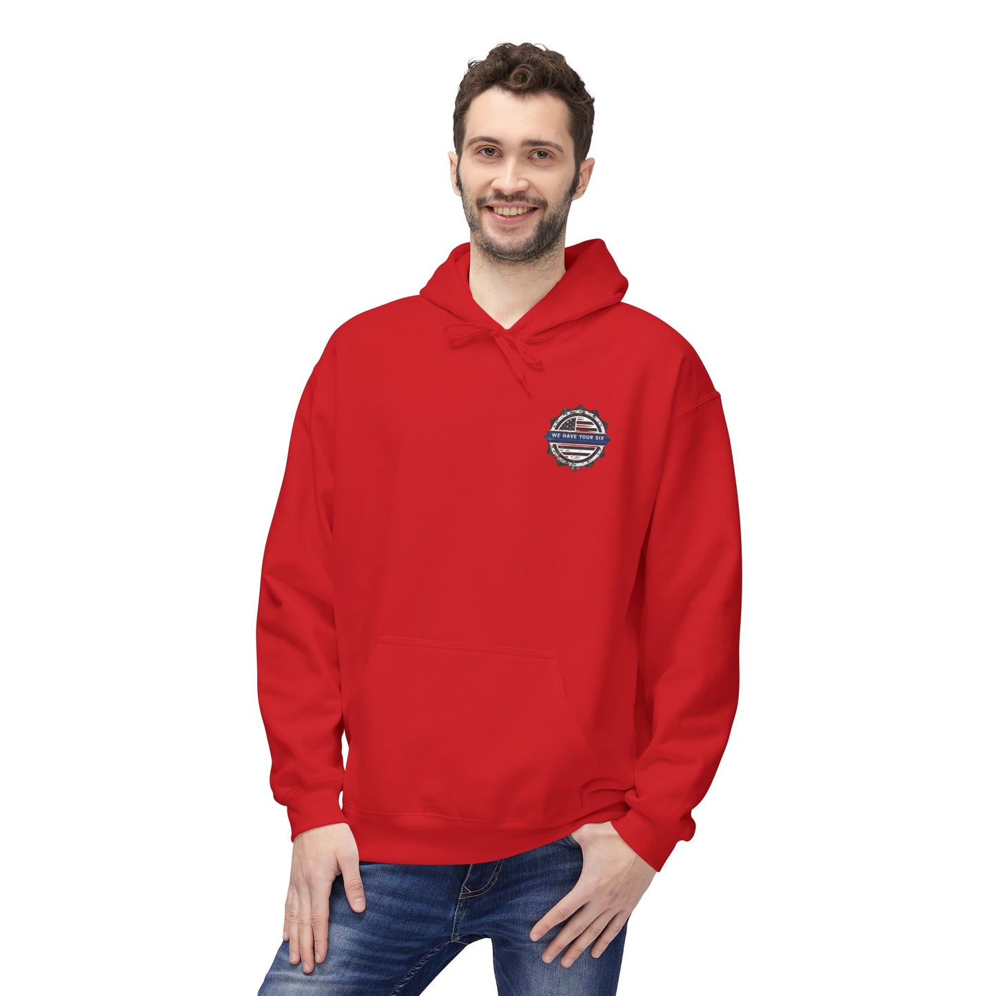 Thin Blue Line Skull Hoodie – Police Support American Flag Back Print