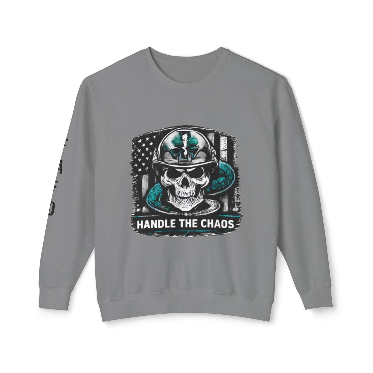 Handle The Chaos Sweatshirt — Military Skull Flag Crewneck