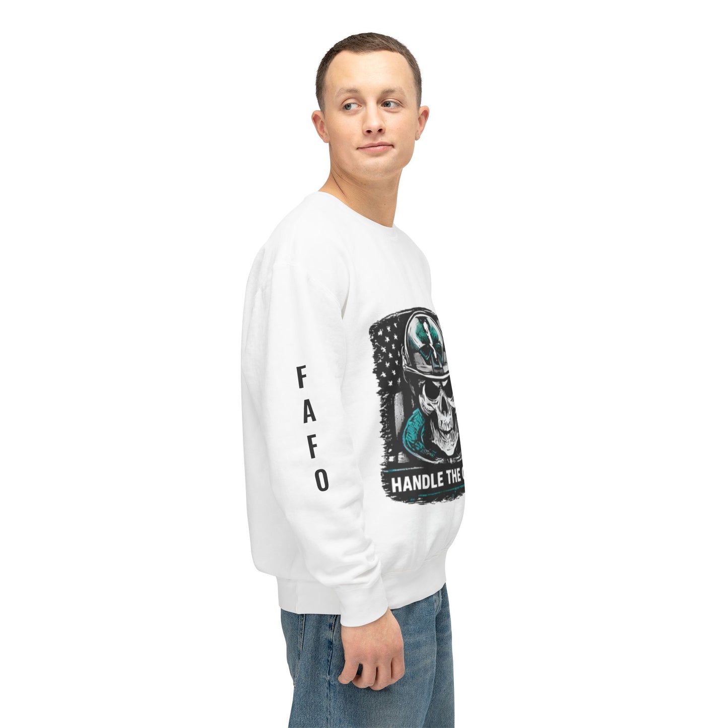 Handle The Chaos Sweatshirt — Military Skull Flag Crewneck