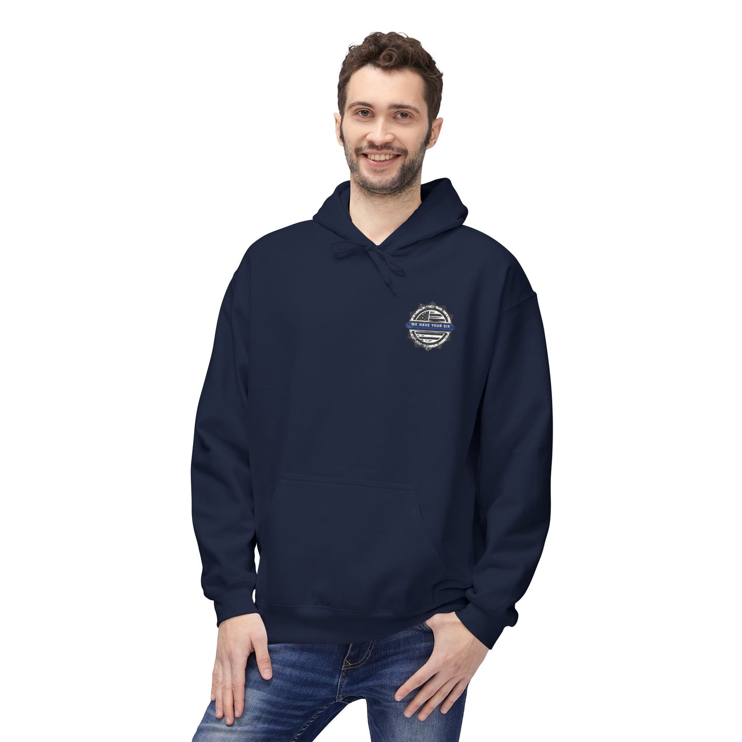 Thin Blue Line Skull Hoodie – Police Support American Flag Back Print