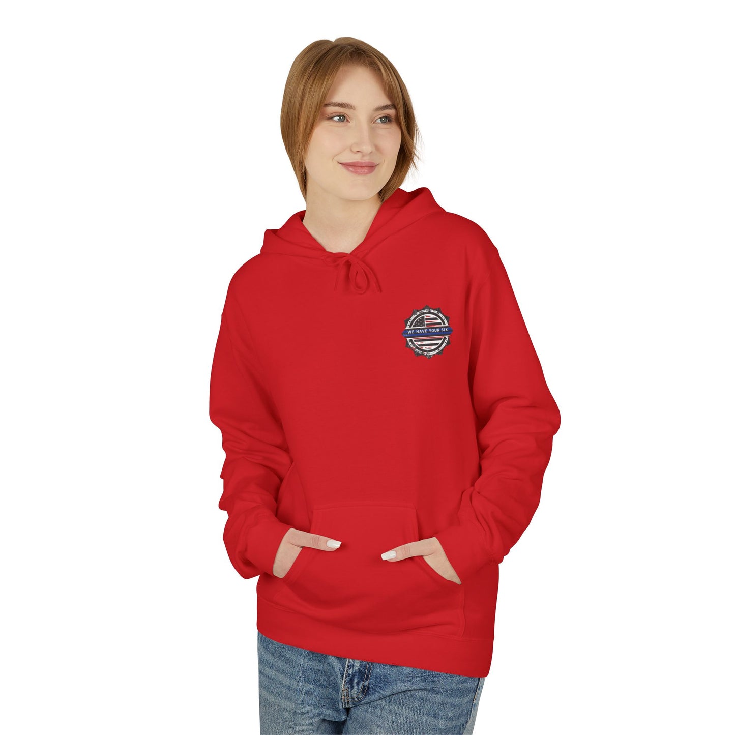 Thin Blue Line Skull Hoodie – Police Support American Flag Back Print