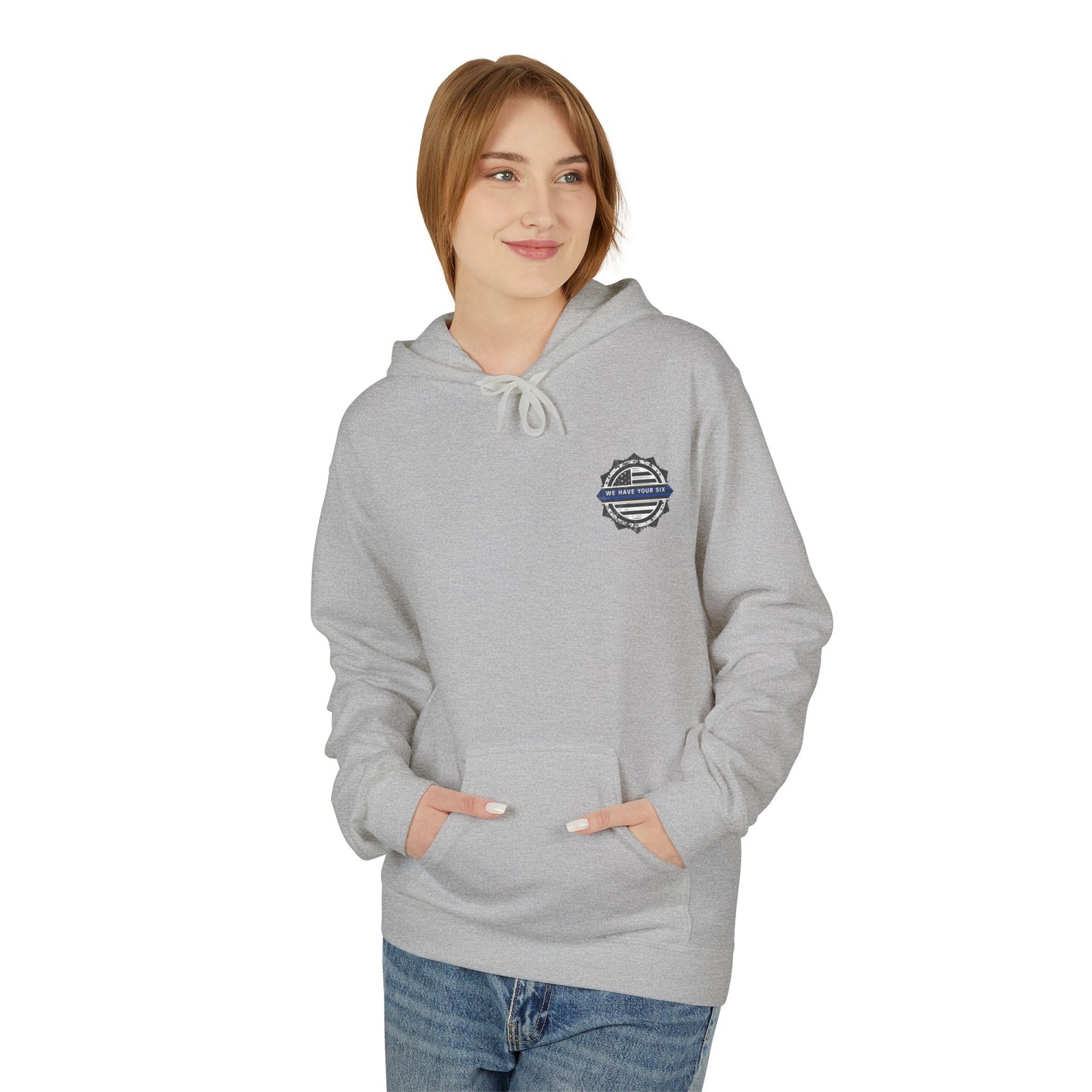 Thin Blue Line Skull Hoodie – Police Support American Flag Back Print